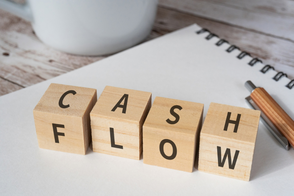Cash flow analysis showing business income and expenses